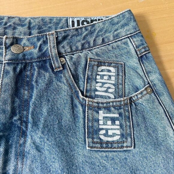 90s vintage Graffiti Patch Jeans High Rise Straight Leg Grunge Streetwear Elie. - Picture 5 of 7